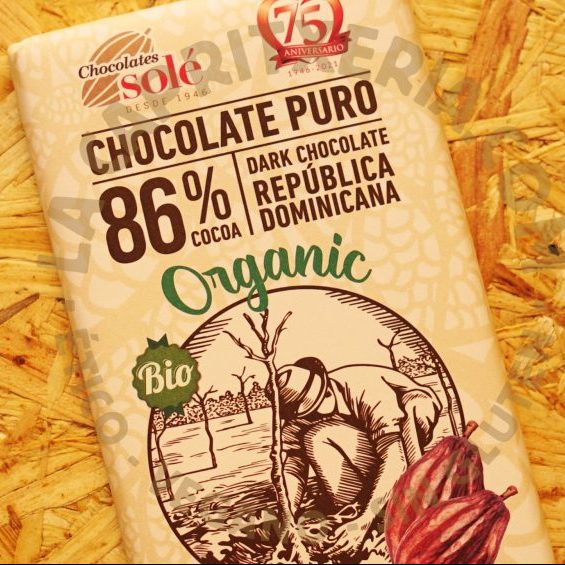 Tableta de chocolate orgánico de Chocolates Solé 86%