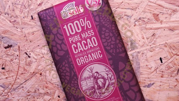 Tableta de chocolate orgánico de Chocolates Solé vegano y sin gluten 100%