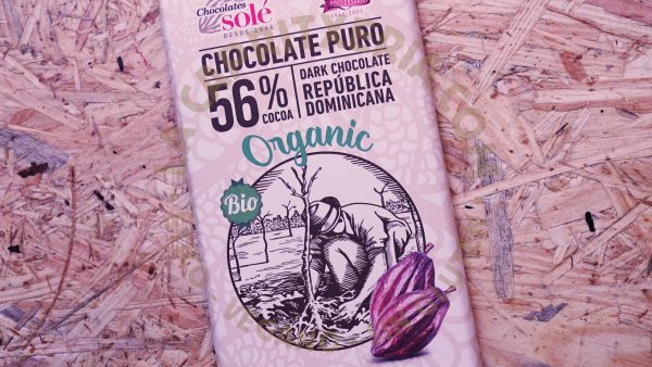 Tableta de chocolate orgánico de Chocolates Solé vegano y sin gluten 56%
