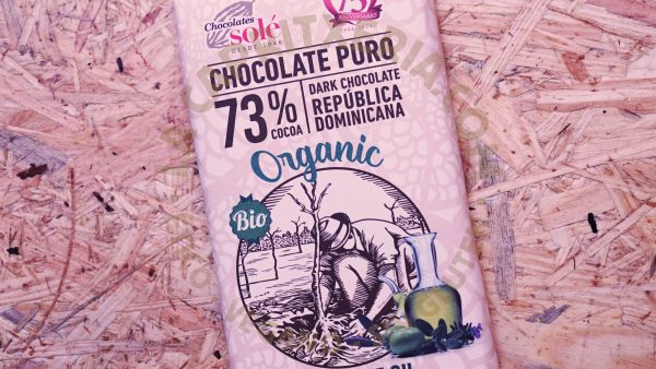Tableta de chocolate orgánico de Chocolates Solé vegano y sin gluten sabor aceite de oliva