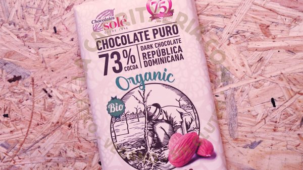 Tableta de chocolate orgánico de Chocolates Solé vegano y sin gluten sabor almendras