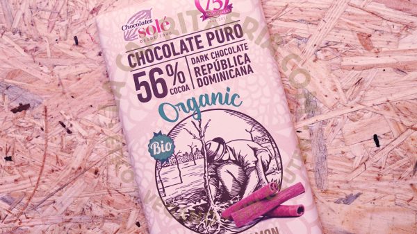 Tableta de chocolate orgánico de Chocolates Solé vegano y sin gluten sabor canela