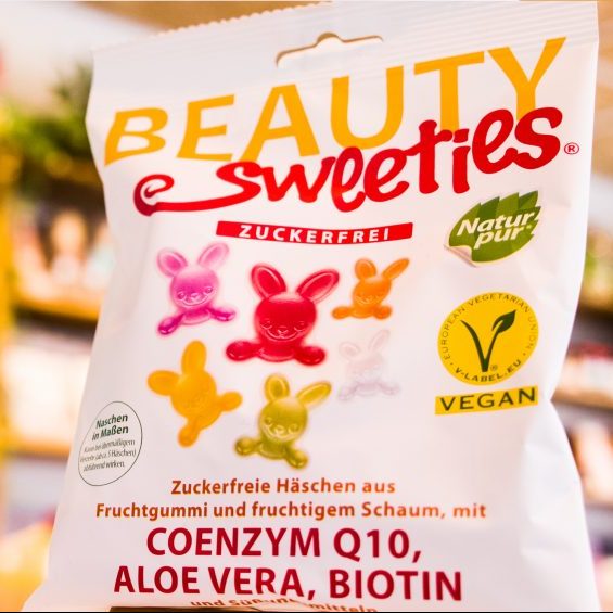 Gominolas Beauty sweeties sin azúcar vegano y sin gluten con coenzima q10, aloe vera y biotina
