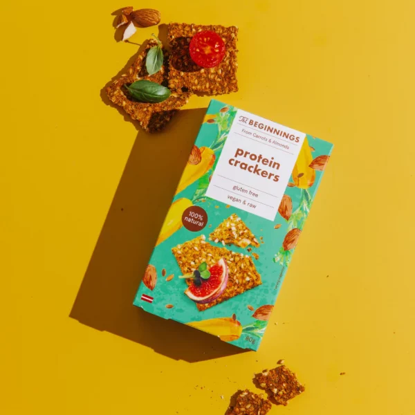 Crackers protéicas de almendras y zanahorias The Beginnings