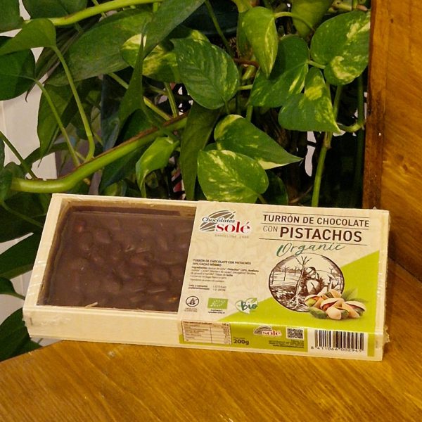 Turrón de chocolate con Pistachos de Solé