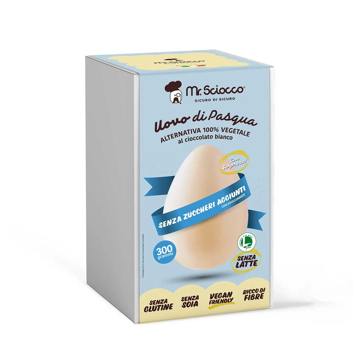 Huevo de Pascua de chocolate blanco sin azúcares añadidos